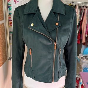 Deep turquoise Velvet Moto jacket